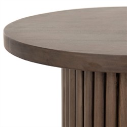 Farvald Mid Century Modern Dark Brown Reclaimed Wood Round End Table|