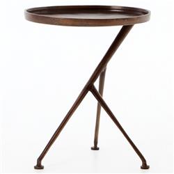 Soledad Industrial Loft Brown Aluminum Tripod Base Outdoor Oval Side Table|