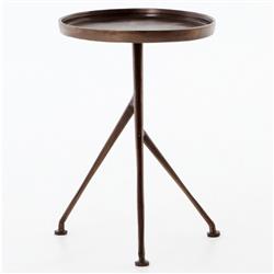 Soledad Industrial Loft Brown Aluminum Tripod Base Outdoor Oval Side Table|