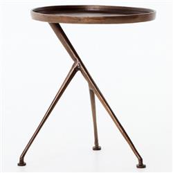 Soledad Industrial Loft Brown Aluminum Tripod Base Outdoor Oval Side Table|