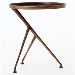 Soledad Industrial Loft Brown Aluminum Tripod Base Outdoor Oval Side Table|