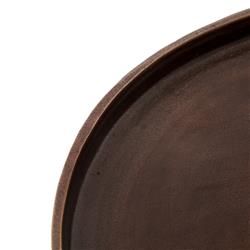 Soledad Industrial Loft Brown Aluminum Tripod Base Outdoor Oval Side Table|