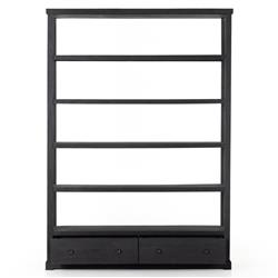 Winston Rustic Lodge Black Reclaimed Wood 2 Drawer Open Back Bookcase|