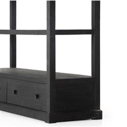 Winston Rustic Lodge Black Reclaimed Wood 2 Drawer Open Back Bookcase|