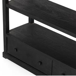 Winston Rustic Lodge Black Reclaimed Wood 2 Drawer Open Back Bookcase|