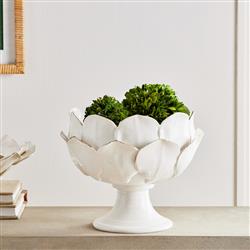Rosalle French Country White Ceramic Floral Decorative Bowl|