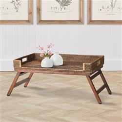 Neriya Coastal Beach Brown Rattan Handwoven Lap Tray Table|