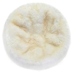 Shiloh Modern Ivory Long Wool Fur Leather Beanbag|