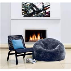 Shiloh Modern Steel Grey Long Wool Sheepskin Fur Beanbag|