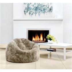 Shiloh Modern Pebble Long Wool Sheepskin Fur Beanbag|