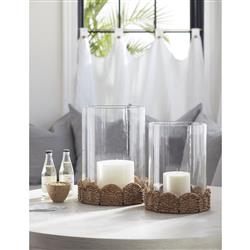 Haven Coastal Clear Glass Outdoor Hurricane Candleholder - Small|