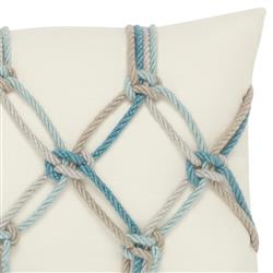 Cara Coastal Aqua Rope Indoor Outdoor Lumbar Pillow - 12x20|