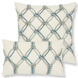 Cara Coastal Aqua Rope Indoor Outdoor Lumbar Pillow - 12x20|