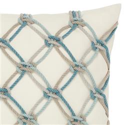 Cara Coastal Aqua Rope Indoor Outdoor Throw Pillow - 20x20|