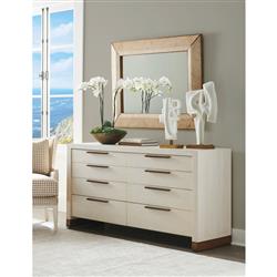Bluff Modern Winter White Oak Metal Base 8 Drawer Double Dresser|