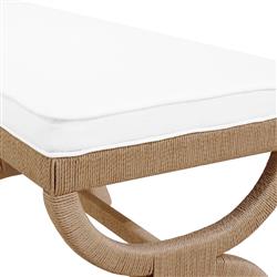 Worlds Away Xanadu Coastal Beach White Upholstered Natural Rope Entryway Bench|