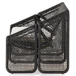 Lani Coastal Beach White Cushion Black Woven Wicker Outdoor Sofa - 63"W|