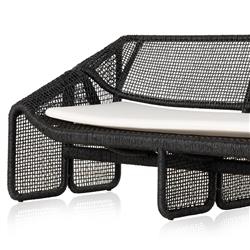 Lani Coastal Beach White Cushion Black Woven Wicker Outdoor Sofa - 63"W|