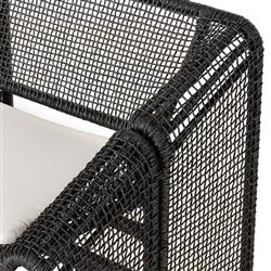 Lani Coastal Beach White Cushion Black Woven Wicker Outdoor Sofa - 63"W|