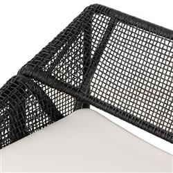 Lani Coastal Beach White Cushion Black Woven Wicker Outdoor Sofa - 63"W|