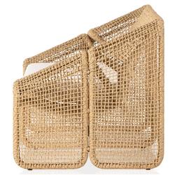 Lani Coastal Beach White Cushion Brown Woven Wicker Outdoor Sofa - 63"W|