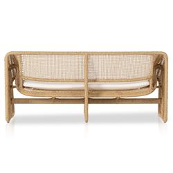 Lani Coastal Beach White Cushion Brown Woven Wicker Outdoor Sofa - 63"W|