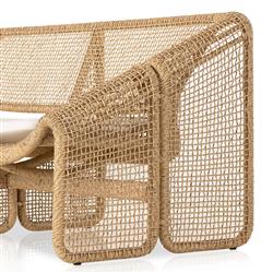 Lani Coastal Beach White Cushion Brown Woven Wicker Outdoor Sofa - 63"W|