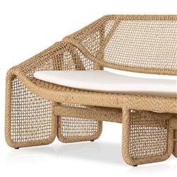 Lani Coastal Beach White Cushion Brown Woven Wicker Outdoor Sofa - 63"W|