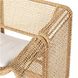 Lani Coastal Beach White Cushion Brown Woven Wicker Outdoor Sofa - 63"W|
