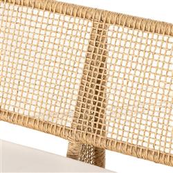 Lani Coastal Beach White Cushion Brown Woven Wicker Outdoor Sofa - 63"W|