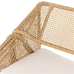 Lani Coastal Beach White Cushion Brown Woven Wicker Outdoor Sofa - 63"W|