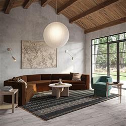 Bughaw Global Bazaar Dark Blue Wool Tribal Patterned Rug - 5'x8'|