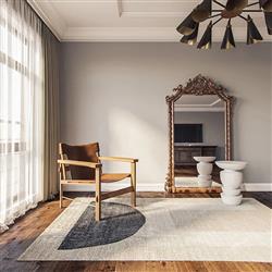 Miro Modern Classic Black Accent Beige Geometric Patterned Rug - 8'x10'|