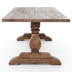 Arbois French Country Pine Wood Trestle Dining Table - 110"W|