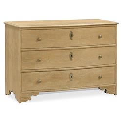 Province French Brown Oak Brass Pulls 3 Drawer Bachelor Chest|