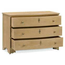Province French Brown Oak Brass Pulls 3 Drawer Bachelor Chest|