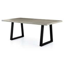 Maceo Modern Classic Grey Stone Top Black Iron Base Outdoor Dining Table - 78.75"W|