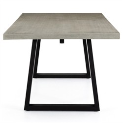 Maceo Modern Classic Grey Stone Top Black Iron Base Outdoor Dining Table - 78.75"W|