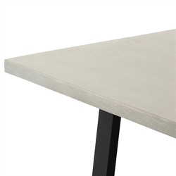 Maceo Modern Classic Grey Stone Top Black Iron Base Outdoor Dining Table - 78.75"W|