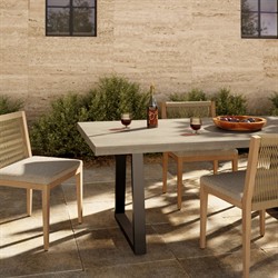 Maceo Modern Classic Grey Stone Top Black Iron Base Outdoor Dining Table - 78.75"W|