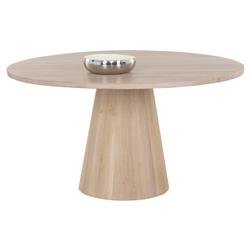 Gohan Rustic Lodge Light Brown Oak Wood Round Pedestal Dining Table - 54"W|