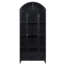Stancil Industrial Loft Matte Black Iron Frame Clear Glass Door Arch Display Case|