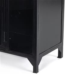 Stancil Industrial Loft Matte Black Iron Frame Clear Glass Door Arch Display Case|