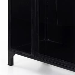 Stancil Industrial Loft Matte Black Iron Frame Clear Glass Door Arch Display Case|