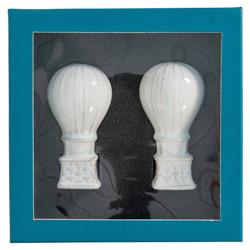 Juliska L'Amour Toujours French White Ceramic Hot Air Balloon Salt &amp; Pepper Set|