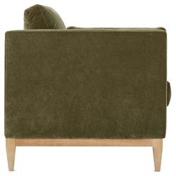 Leah Mid Century Modern Green Upholstered Velvet Brown Wood Sofa - 86"W|