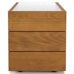 Cee Rustic White Marble Natural Teak Wood Block Rectangular Outdoor End Table|