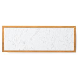 Cee Rustic White Marble Natural Teak Wood Block Rectangular Outdoor End Table|