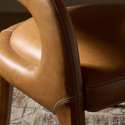Alexander Mid Century Modern Brown Upholstered Leather Barrel Living Room Chair|