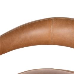 Alexander Mid Century Modern Brown Upholstered Leather Barrel Living Room Chair|